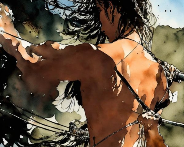 Dynamic Figure of a Woman in Motion with Vivid Colors