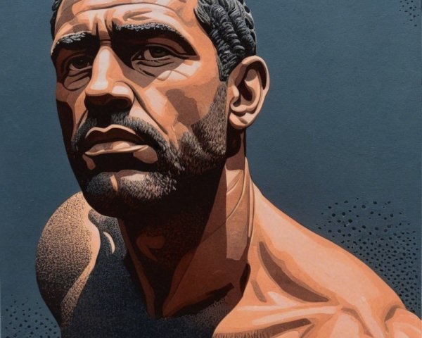 Portrait of a Muscular Man with Chiseled Features