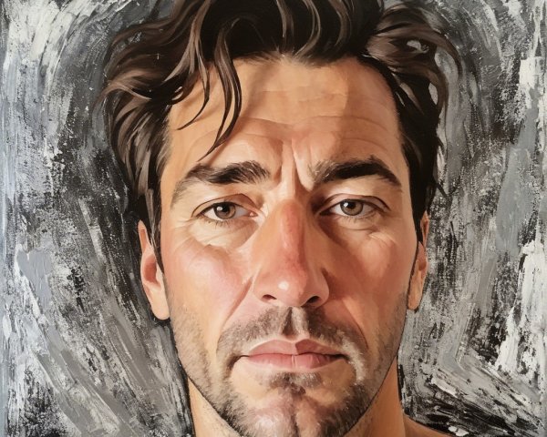 Close-Up Portrait of a Contemplative Man with Blue Eyes