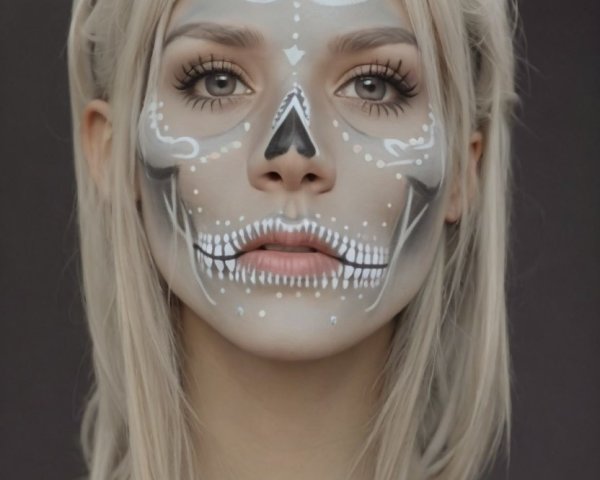 Intricate Skull Face Paint with Elegant Patterns