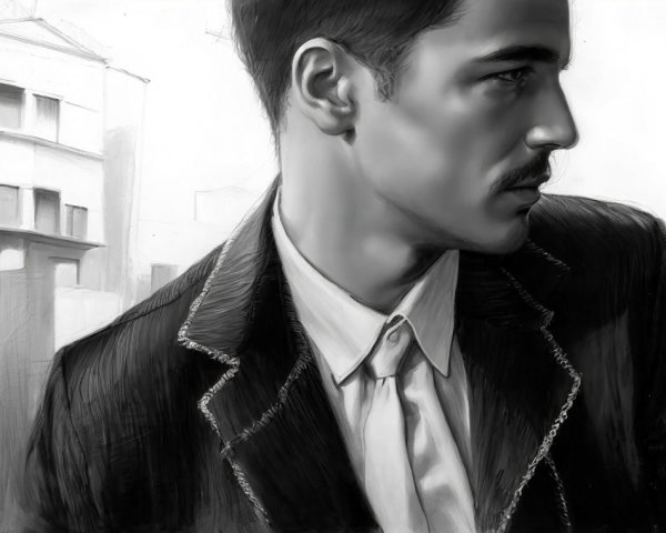 Monochromatic Portrait of a Thoughtful Young Man