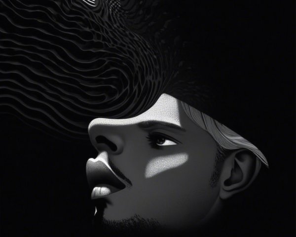 Stylized Portrait of a Man with Abstract Patterns