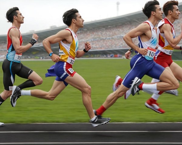 Male Athletes Competing in a Track Race Event