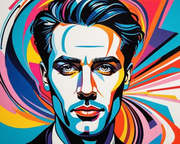 Vibrant Stylized Portrait of a Man with Bold Colors