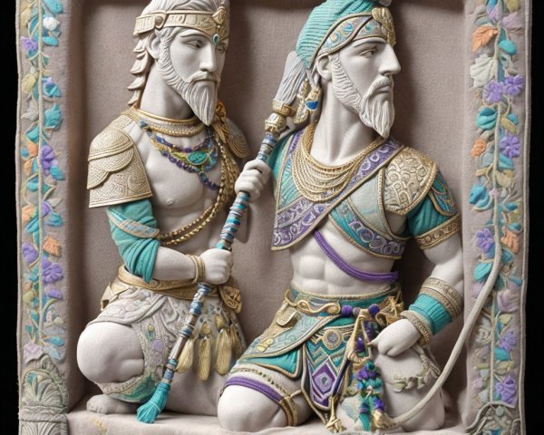 Detailed Bas-Relief Sculpture of Regal Figures