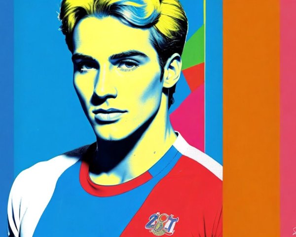 Stylized Portrait of Young Man in Bold Colors