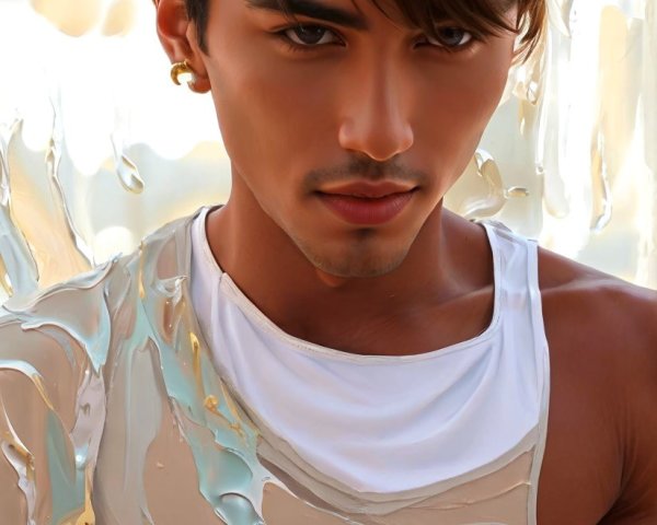 Portrait of a Young Man in Artistic Sleeveless Top