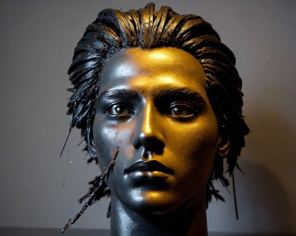 Androgynous Bust with Metallic Gold Sheen and Details