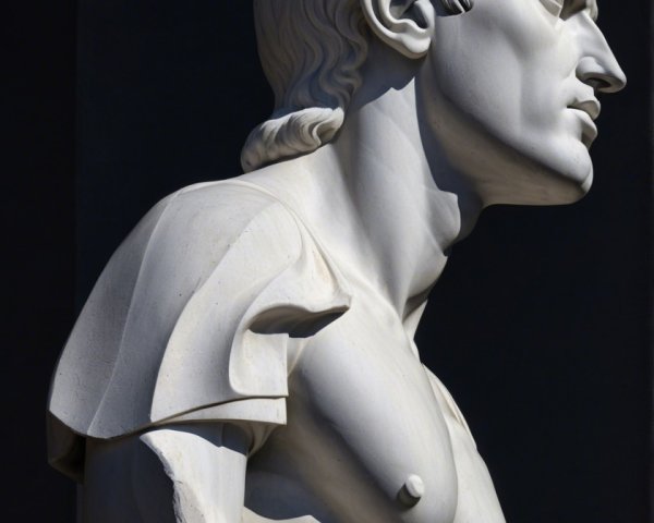 Marble Statue of Muscular Male Figure in Profile