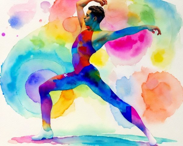 Dancer in Vibrant Watercolor with Abstract Background
