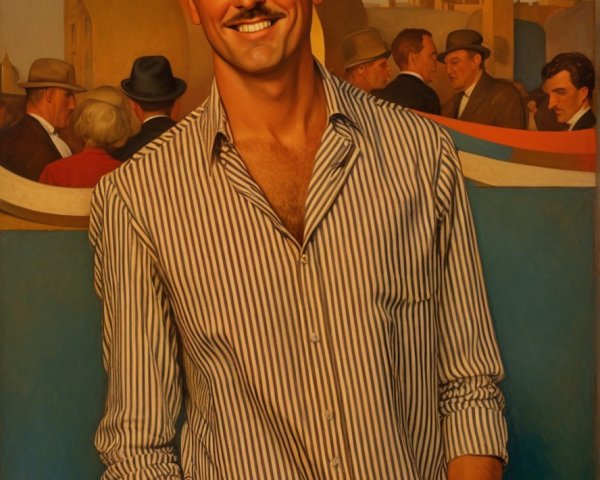 Confidently Dressed Man in Colorful Abstract Setting