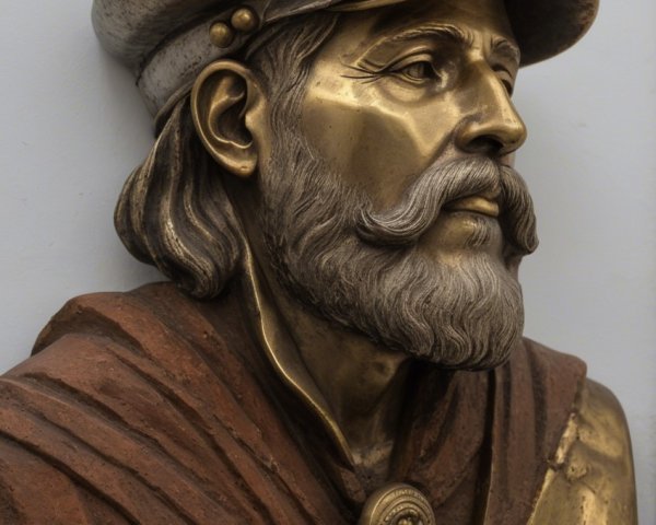 Detailed Bronze Bust of a Historical Figure