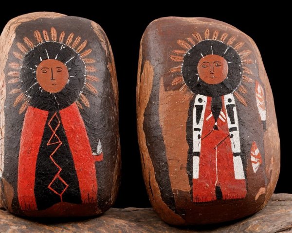 Hand-Painted Stones with Intricate Cultural Designs