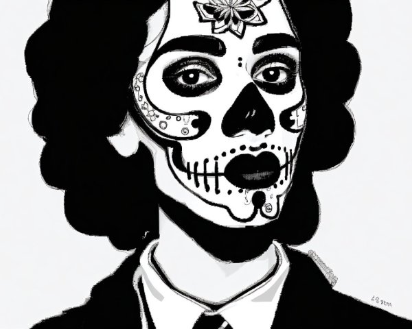 Portrait of a person with sugar skull face paint