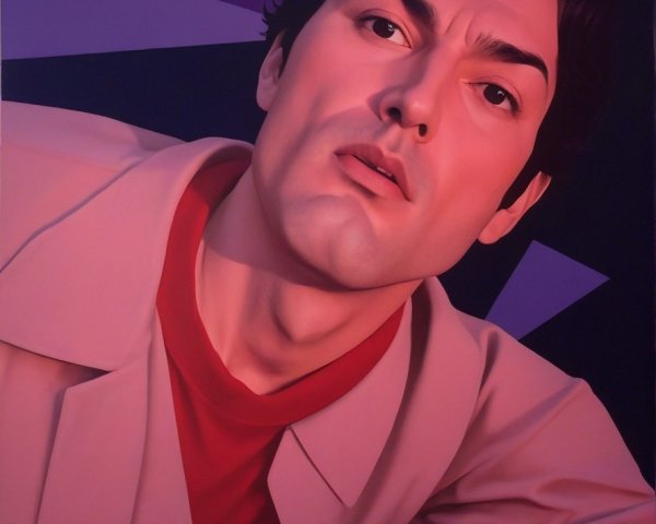 Stylized portrait of a man with geometric background