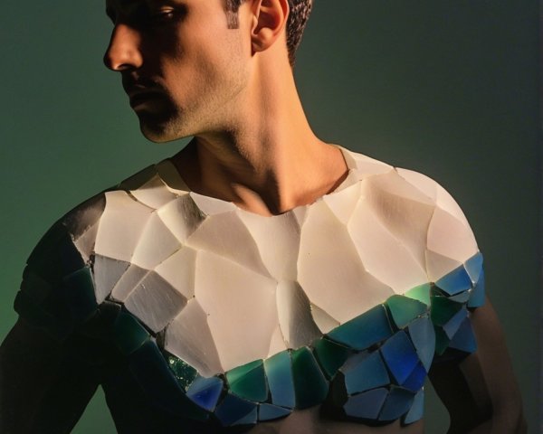 Sculpted Torso Mosaic in Colorful Glass Pieces