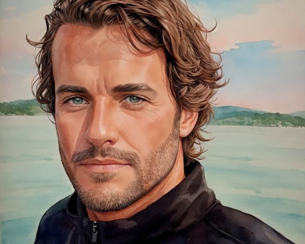 Close-up Portrait of a Man with Blue Eyes and Jacket