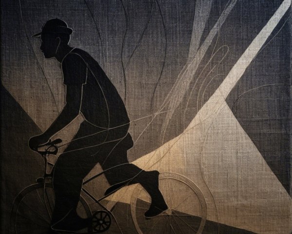 Silhouette of Cyclist Against Gradient Background