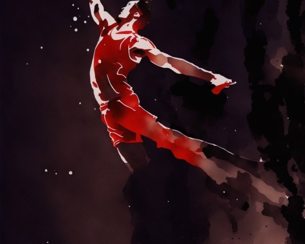 Dynamic Athlete in Motion Against Abstract Background