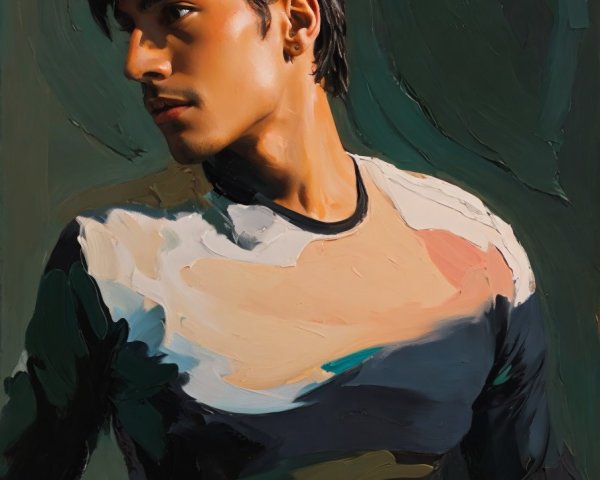 Profile of a Thoughtful Male Figure with Abstract Background