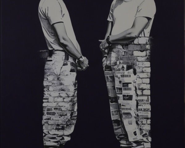 Stylized Figures in Urban Art with Retro Aesthetic