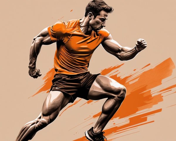 Illustration of a Muscular Sprinter in Motion