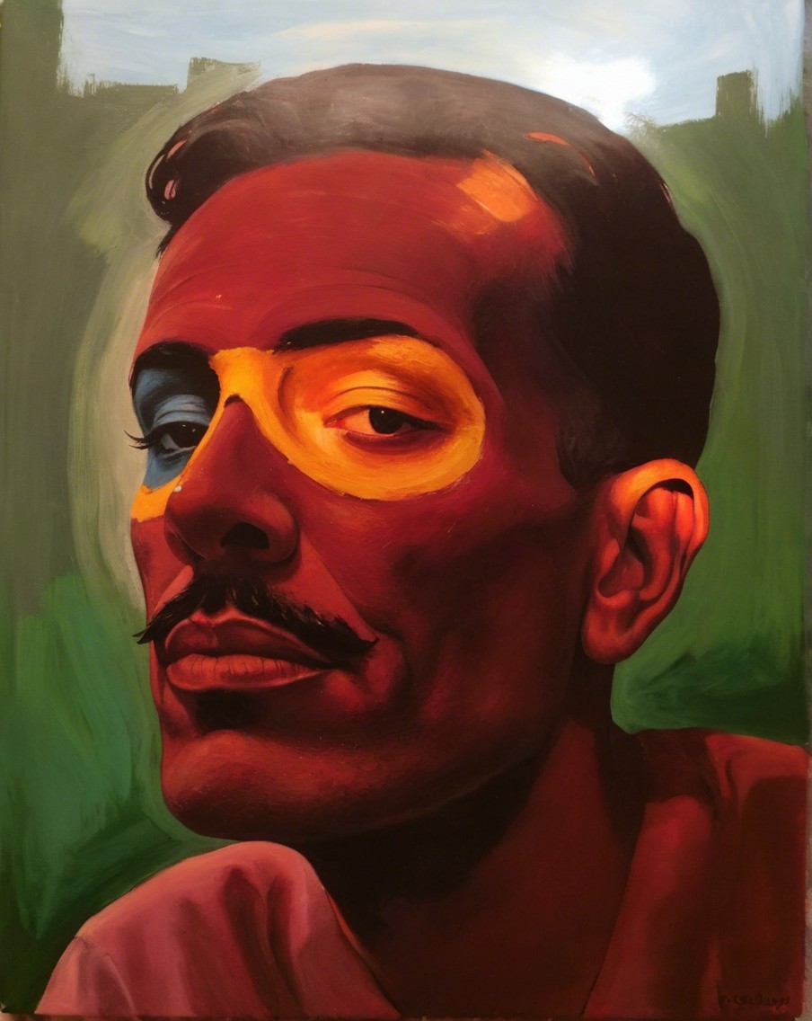 Stylized Portrait of a Man with Vibrant Colors