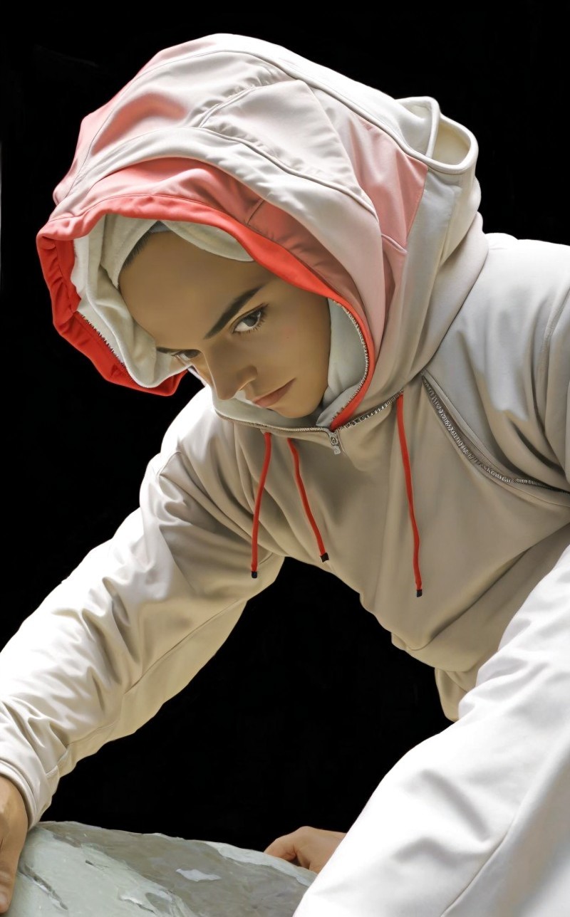Modern Hoodie with Coral Accent in Active Setting