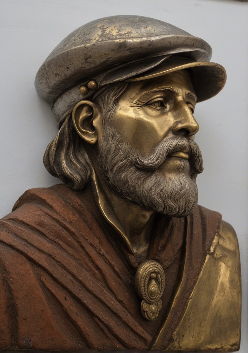 Detailed Bronze Bust of a Historical Figure
