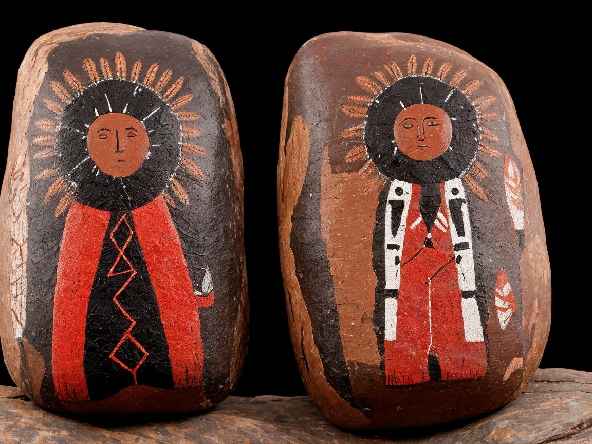 Hand-Painted Stones with Intricate Cultural Designs