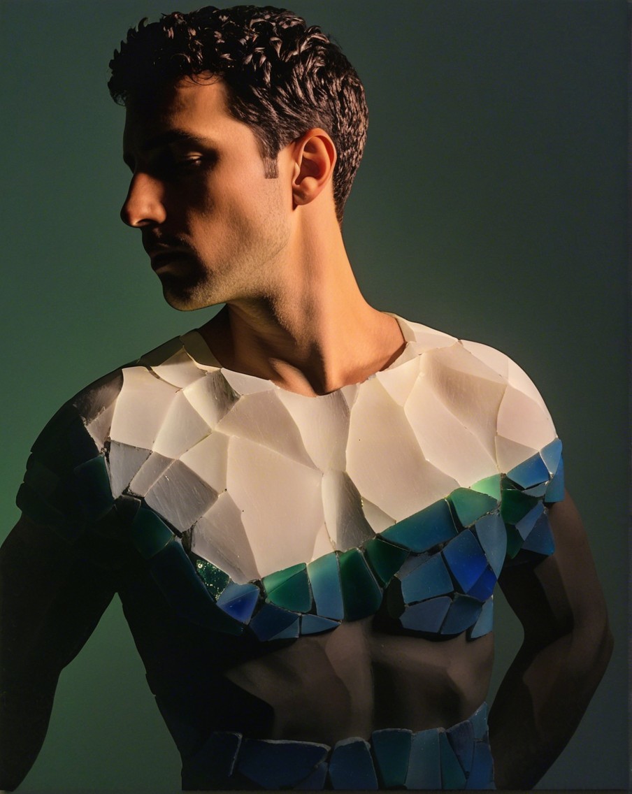 Sculpted Torso Mosaic in Colorful Glass Pieces