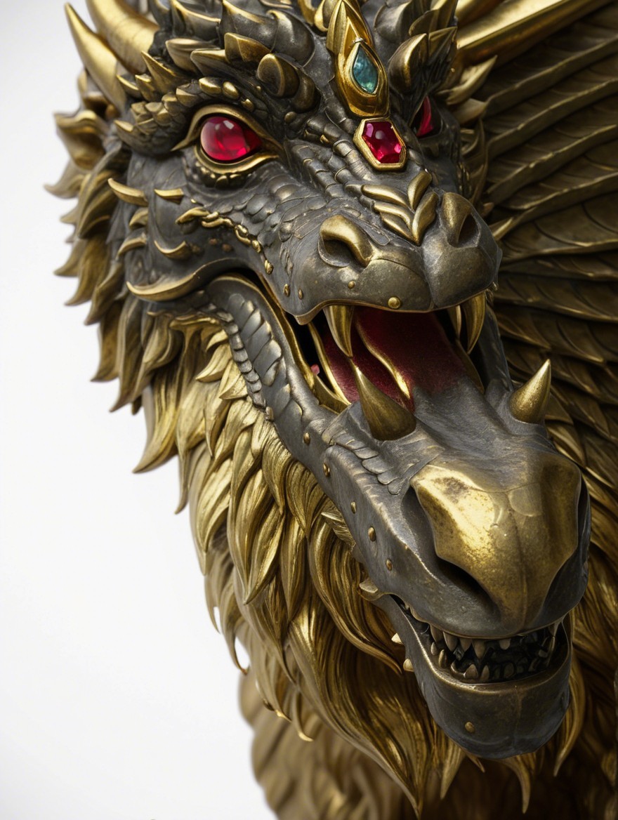 Intricately Detailed Majestic Dragon Bust Description