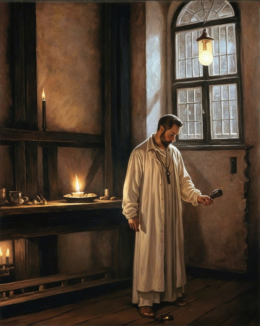 Solitary Figure in Dimly Lit Room with Wine Glass