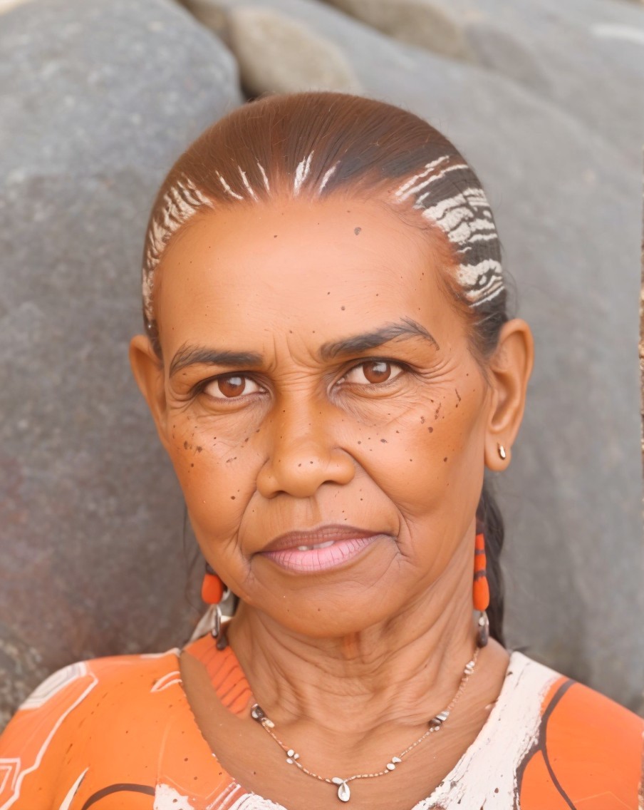 Mature Woman in Vibrant Garment with Styled Hair