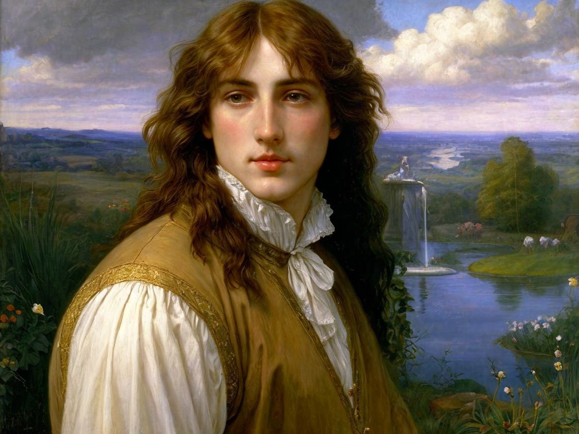 Detailed Oil Painting of Young Man with Brown Hair