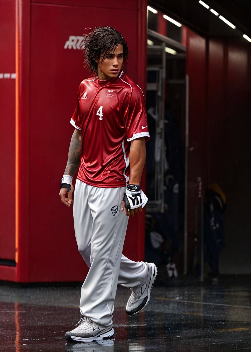 Young Male Athlete in Urban Setting with Sporty Attire
