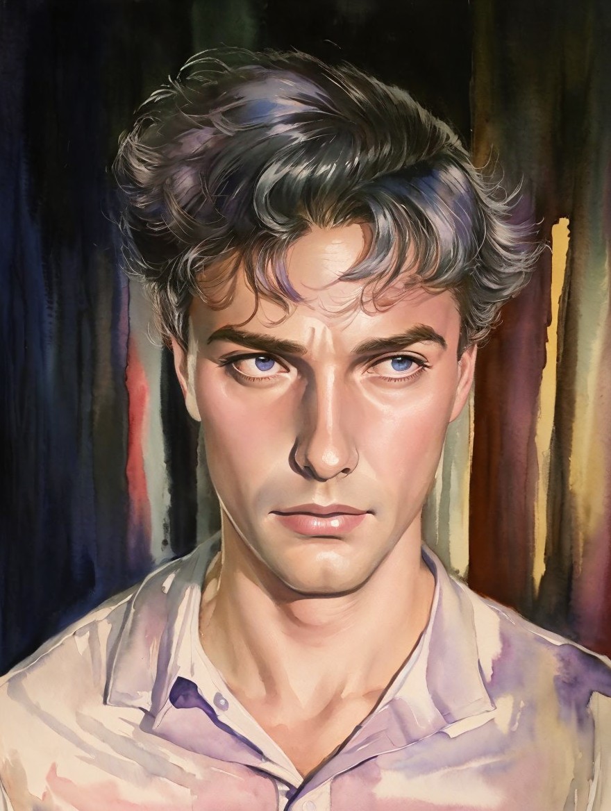 Portrait of a Young Man with Tousled Hair and Emotion