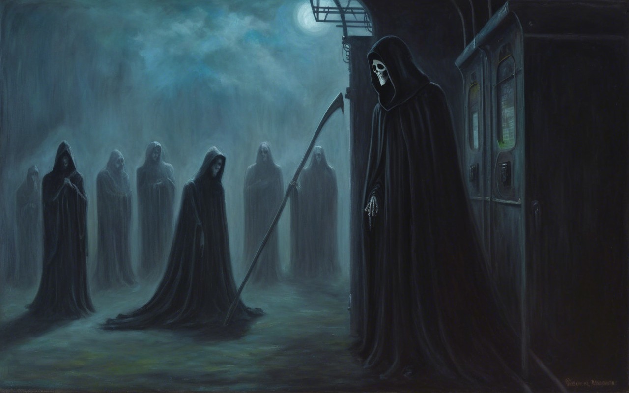 Gathering of Shadowy Figures in Misty Setting
