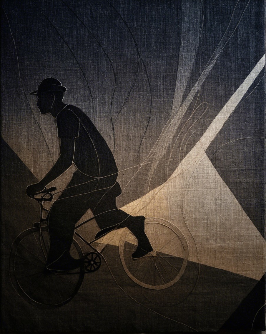 Silhouette of Cyclist Against Gradient Background