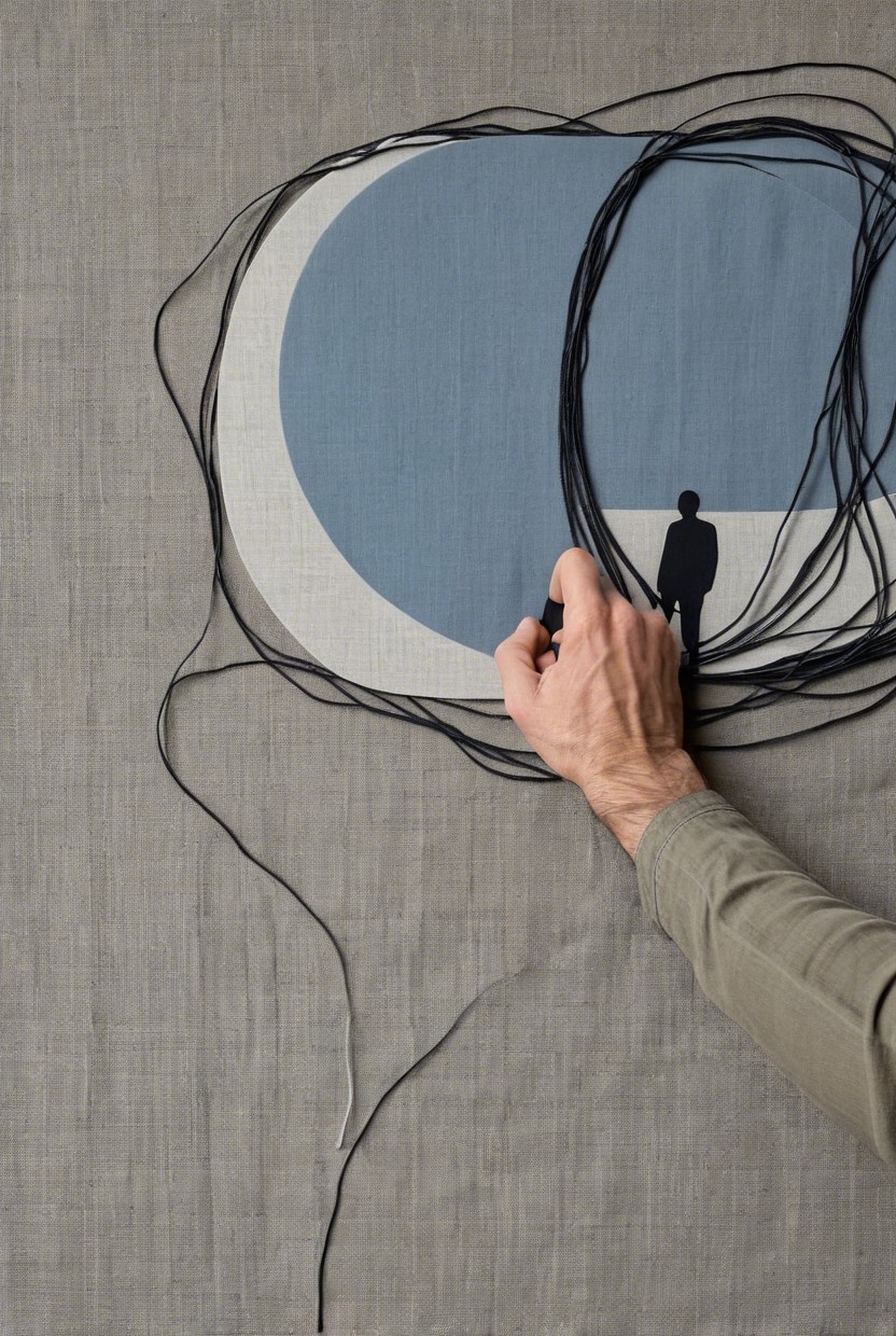 Abstract Fabric Design with Silhouetted Figure