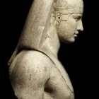 Side Profile of Man with White Hair and Ocean Scene
