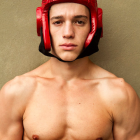 Stylized Male Figure with Geometric Colors and Patterns