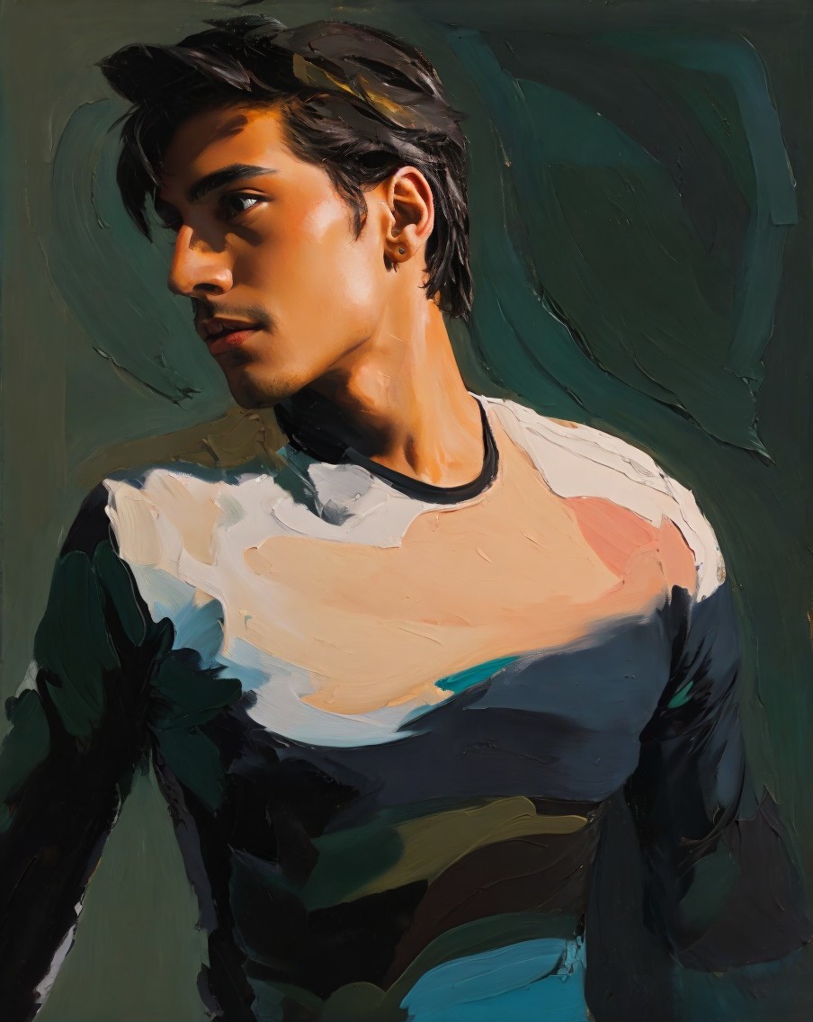 Profile of a Thoughtful Male Figure with Abstract Background