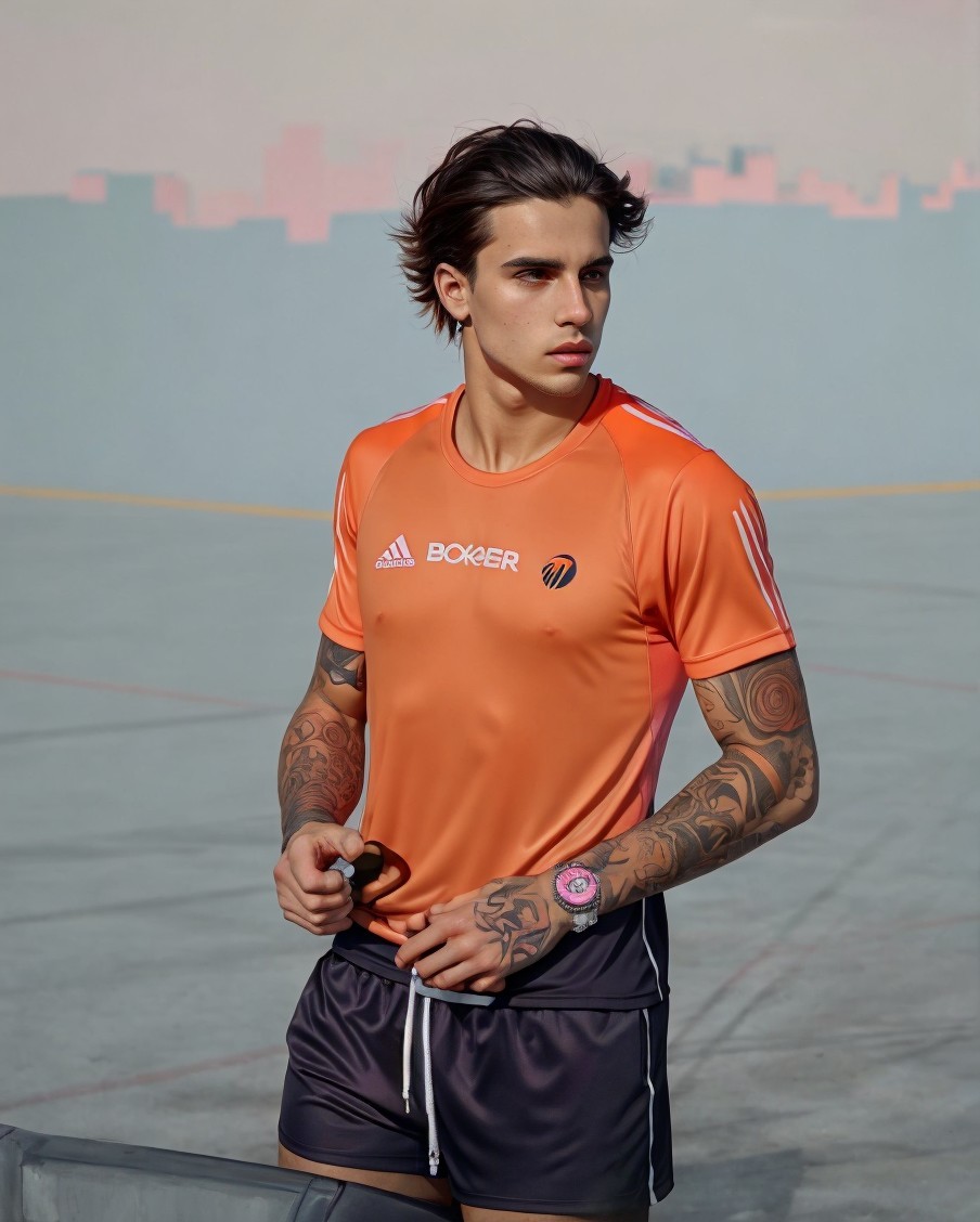 Young Man in Athletic Gear on Sports Court