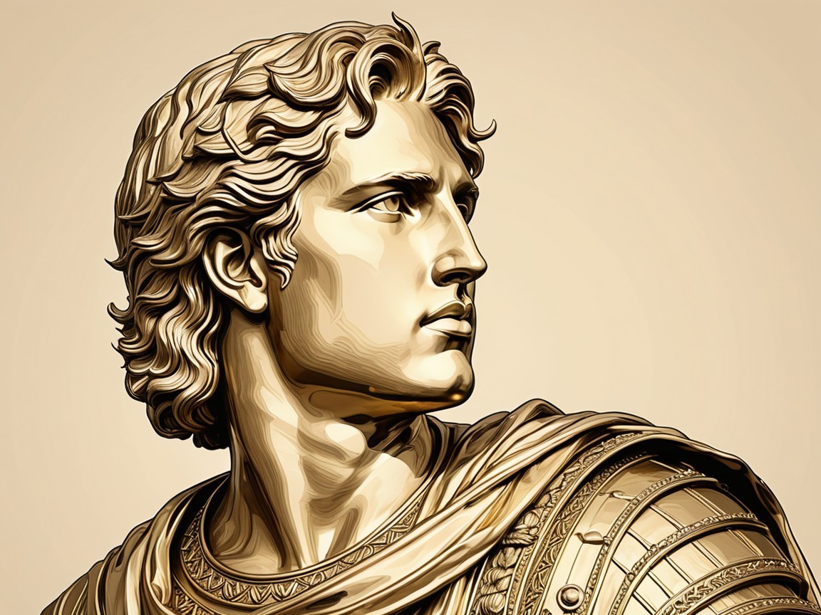 Stylized Golden Bust of a Young Warrior in Armor