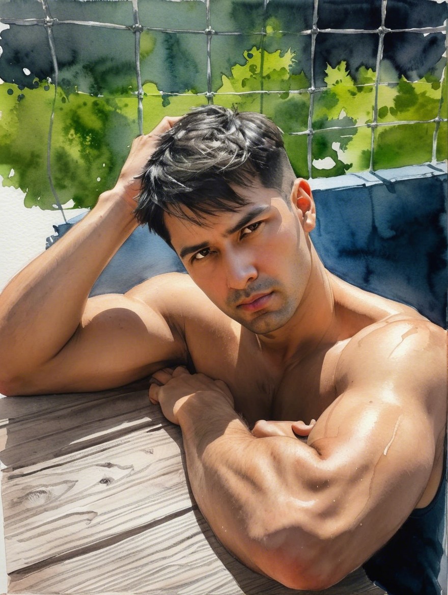 Contemplative Young Man Against Wooden Structure