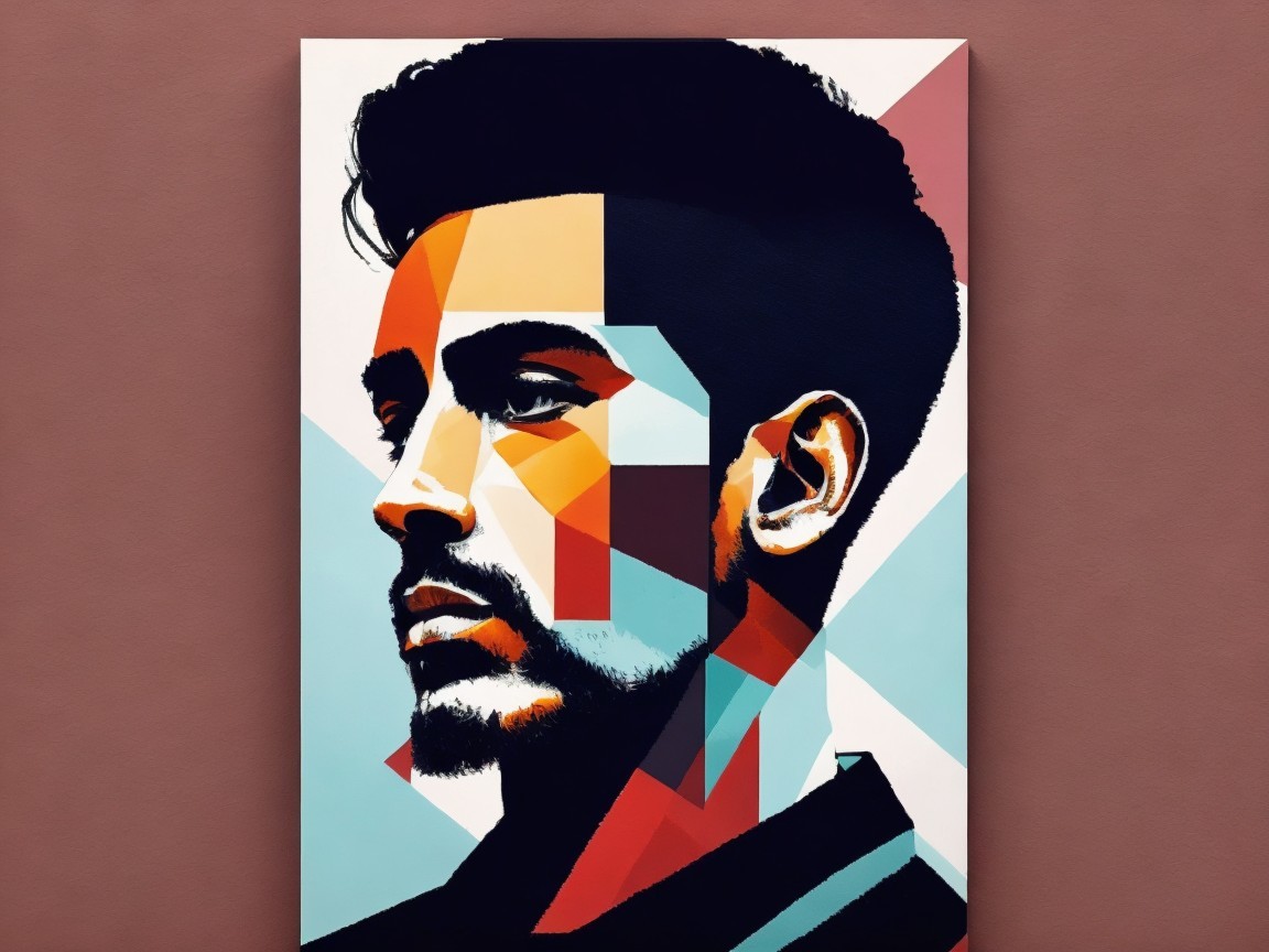 Geometric Portrait of a Man in Bold Colors