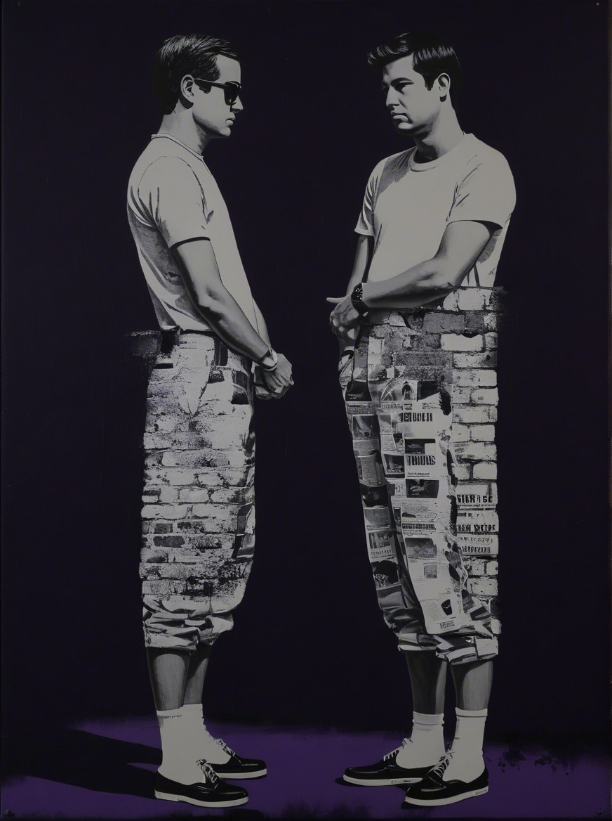 Stylized Figures in Urban Art with Retro Aesthetic