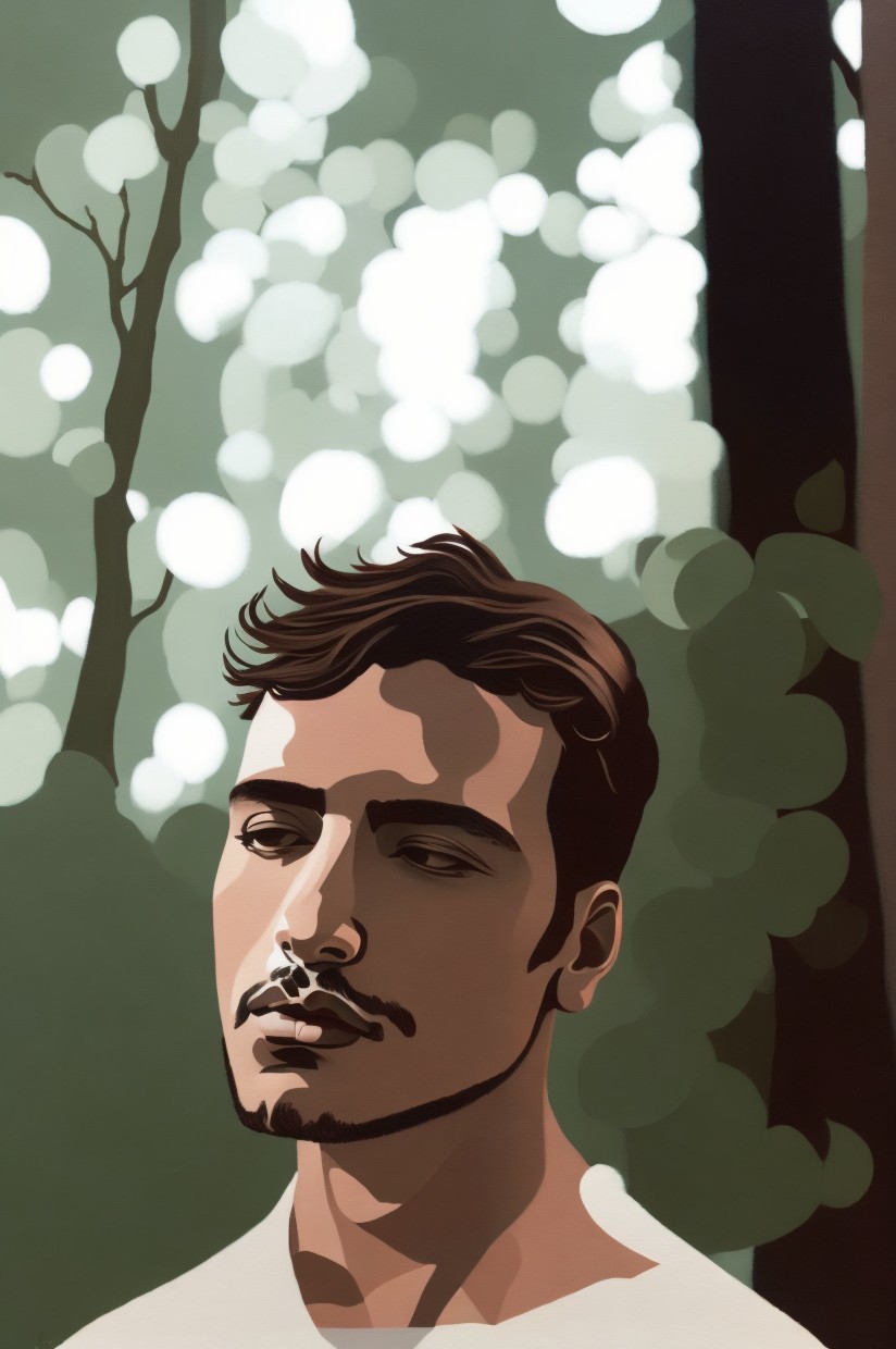 Serene Portrait of a Young Man in a Forest Setting