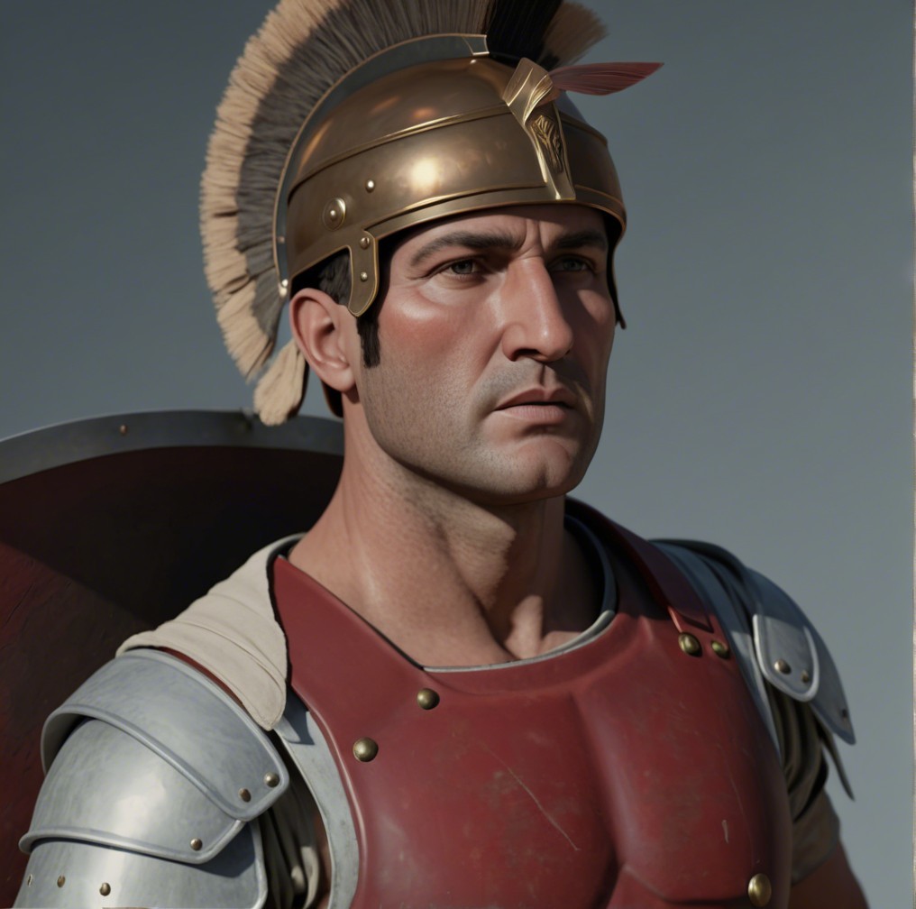 3D Rendering of a Roman Gladiator with Armor Details